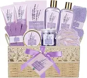 Large Spa Basket 20Pcs Spa Kit Unique Gifts for women, Mother Day Gifts Perfect Spa Kit, Birthday Gift Baskets for Women, LAVENDER & HONEY Gift Set with Body Lotion, Shower Gel & More