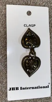 JHB Int. Metal Heart Shaped Hook & Eye Clasp For Belts, Dresses, & Skirts