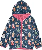 [GuoChe] Sherpa Fleece Girls Winter Trendy Snowman Christmas Tree Elements Blue Boys' Outerwear Jackets & Coats pink Fleece