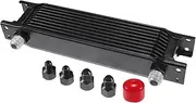X AUTOHAUX 1 Set 10 Row Universal Transmission Oil Cooler - Trailers Truck RV Trans Oil Cooler Engine Radiator Oil Cooler with 6AN 8AN Adapter Aluminum Alloy Black