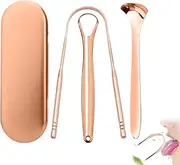EIH1 Tongue Cleaner Stainless Steel Set Rose Gold Tounge Scraper for Adults Oral Care Tongue Scraper Against Bad Breath Tongue Brush Heals Bad Breath (Rose Gold)