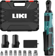 LIKI Cordless Ratchet Wrench 3/8" 12V - Electric Socket Wrench Set with 8 Socket