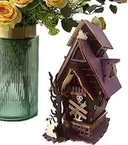 Haunted House Building Set - Haunted House Decorations,3D Light up Horror Ornaments Rustic Centerpiece for Fireplace Room Dining Farmhouse Home