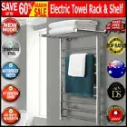 Towel Rail Rack Electric Wall Mount Heated w/ Shelf Bathroom Bar Stainless Steel