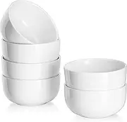 HUIRUMM Dessert Bowls, 300ml Soup Bowls,Set of 6 White Small Bowls,Φ11.5cm Ceramic Cereal Bowls, Porcelain Ice Cream Bowls for for Dessert Ice Cream Salad Fruit Snacks, Small Portion