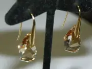 Authentic Energic Signed Swan Swarovski Brownish facet Crystal 1" Drop Earrings