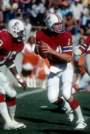 Quarterback Steve Grogan New England Patriots drops back to pass - 1976 Photo 4