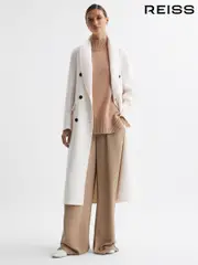 Reiss Cream Arla Petite Relaxed Wool Blend Blindseam Belted Coat (N36483) | $755