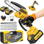 Brushless Mini Chainsaw Cordless, 6 Inch Portable Electric Chainsaw, Handheld Chain Saw for Tree Trimming, Wood Cutting, Battery Powered Hand Saw, Tools for Courtyard, Household, Garden, Gifts for Men