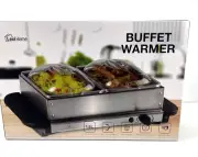 NEW! LexiHome Dual Tray Variable Temp Buffet Warmer Server w/ 2 Stainless Pans