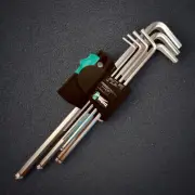 Wera 022087 950/9 Hex-Plus 1 L-key Set, Metric, chrome-plated, 9 Pieces