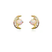 Culturesse Solvita Sterling Silver Dainty Opal Stud Earrings 18 K Gold Plating