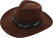 [FOMIYES] Stylish Cowboy Hat for Men and Women Wide Brim Sun Hat for Outdoor Activities Travel and Ethnic Inspired Occasions Unique Design for UV Shielding and Personal Charm Coffee