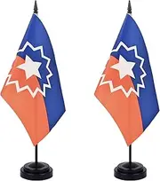 WXTWK 2 Pack Juneteenth Flag Juneteenth Deluxe Desk Flag Set - Mini Small June 19th 1865 Black History Month Table Office Flags with Black 12" Solid Pole Stand Base Classroom Meeting Desktop