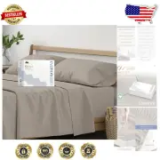California King Organic Cotton Percale Sheets - Luxurious & Breathable 4 PC Set