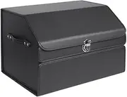 Car Trunk Organizer, PU Leather Multifunctional Foldable Car Trunk Storage Box with Lid Portable Car Rear Seat Storage Box(Large)