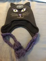 NEW Creepy CAT EARFLAP HALLOWEEN HAT BLACK NEW OSFM