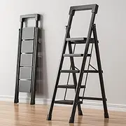BREENHILL Step Ladder, Folding 5 Step Stool with 2 in 1 Handrail Wider Pedal, Portable Lightweight Ladder for Home Kitchen Office 180KG Max Loader