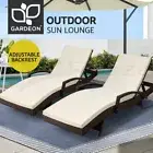 Gardeon 2pc Sun Lounge Wicker Lounger Outdoor Furniture Day Bed Rattan Patio