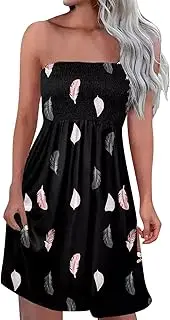 [FANFENG] Women Summer Fashion Wrap Chest Dresses Sexy Strapless Dress Sleeveless Off Shoulder Dress Party Beach Sun Dress (Color : Black, Size : XXL/XX-Large)