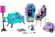 Monster High Playset, Student Lounge with Doll House Furniture, 2 Pets Themed Accessories, Working Vending Machine