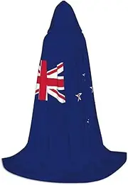SKKNT New Zealand Flag Print Halloween Hooded Cloak Full Length Cape With Hood For Men And Women For Carnival