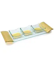 Alice Pazkus Relish Dish Set With 3 Glass Bowls And Gold Tray