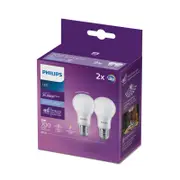 Philips A60 E27 LED 700lm Cool Daylight 6W Globe - 2 Pack