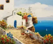 Santorini - #1, 20x24, 100% Hand Painted Oil Painting on Canvas