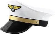 Airline Pilot Captain Hat - Holiday Cap | Adjustable Pilot Hats Airplane Captain Airline Caps for Halloween Party Costume Accessory