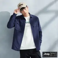 在飛比找蝦皮商城優惠-JEEP 男裝 抗撕裂多口袋長袖襯衫-深藍色