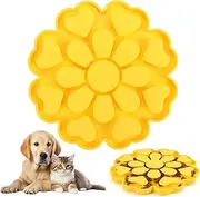 Joyfia Lick Mat with Suction Cups for Dogs Cats, Silicone Slow Feeder for Small Medium Breeds, Licking Mat for Anxiety Relief, Enrichment Toy for Boredom, Pets Treat Peanut Butter Feeding Mat (Yellow)