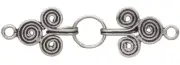 2 Sets Antiqued Sterling Silver 38x11mm Spiral Hook & Eye Clasp with Jumpring *