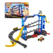 Monster Jam Garage Playset Grave Digger Storage Lights Sounds Kids Ages 3+