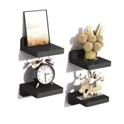 Small Floating Shelves Wall Mounted, 4 Inch Wood Shelf for Decoration Black