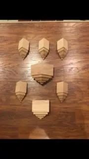 Crown Molding Corners Solid Oak-inside/outside/mid transition 7 piece 3 5/8” Set