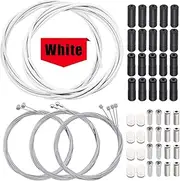 weideer Universal Bicycle Brake Cable and Shift Cable Bike Cable Housing Kit Bike Transmission Line Cable White Kit with Cable End Caps and O-Rings