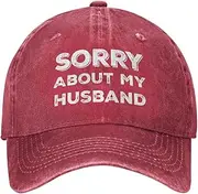 [BEIXBE] Sorry About My Husband Trucker Hat Women Funny Mesh Cap for Summer