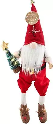 Mud Pie Singing Christmas Gnome, Tree, 4" x 9".