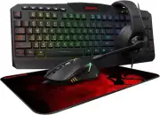 S101-BA Gaming Mouse, Keyboard, Headset with Microphone Mouse Pad Combo, RGB LED