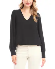 Karen Kane Puffed Sleeve V Neck Top