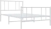 vidaXL White King Single Size Bed Frame with Metal Slat Support, Headboard & Footboard, Powder-Coated Steel Construction
