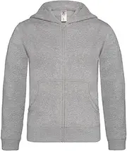 [B and C] B&C Childrens/Kids Plain Full Zip Hoodie Jacket (UK Size: 12-14 Years) (Heather Grey)