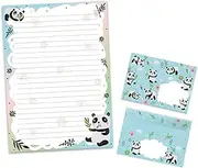 Letter Paper Set Letter Pad with Envelope for Boys Girls Kids Animals Panda (A4 Pad with 25 Sheets + 15 Envelopes)