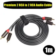 Premium 2 RCA to 2 RCA Stereo Audio Cable Cord Male-Male Gold Plated 1m