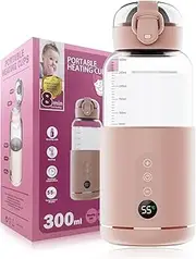 Voraiya® Portable Water Warmer Rechargeable for Formula, Breastmilk, Precise Temp Control, 300ml, Instant Water Warmer, Smart Baby Flask, Wireless Bottle Warmer for Car, Travel, Outdoor-Upgraded
