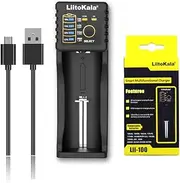 LiitoKala Lii-100 18650 Battery Charger,Smart Universal Charger LED Display for Rechargeable Batteries Ni-MH Ni-Cd AA AAA Li-ion IMR 18650 26650 18350 10440 14500 16340 26650 21700 RCR123A (Lii-100)