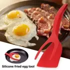 2 in 1 Non Stick Grip Flip Fried Egg Tong Toast Bread Pancake Spatula (Red) Hot