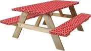 KENOBEE 8Ft Picnic Table and Bench Fitted Cover, 96" Flannel Backing Elastic