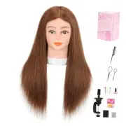 Mannequin Head Human Hair 22-24" Cosmetology Manikin Head with 100% Real Human